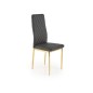 Scaun tapitat dining, piele ecologica neagra, cadru otel cromat auriu, 40x50x98x46 cm Scaun tapitat dining, piele ecologica neagra, cadru otel cromat auriu, 40x50x98x46 cm
