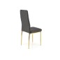 Scaun tapitat dining, piele ecologica neagra, cadru otel cromat auriu, 40x50x98x46 cm Scaun tapitat dining, piele ecologica neagra, cadru otel cromat auriu, 40x50x98x46 cm