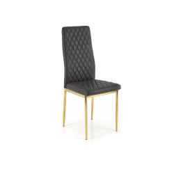 Scaun living/sufragerie Halmar K501, cadru metal, spatar matlasat, stil glamour, 40x50x98x46cm, piele, negru
