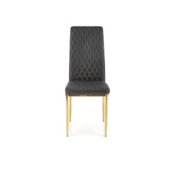 Scaun living/sufragerie Halmar K501, cadru metal, spatar matlasat, stil glamour, 40x50x98x46cm, piele, negru
