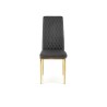 Scaun living/sufragerie Halmar K501, cadru metal, spatar matlasat, stil glamour, 40x50x98x46cm, piele, negru