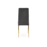 Scaun living/sufragerie Halmar K501, cadru metal, spatar matlasat, stil glamour, 40x50x98x46cm, piele, negru
