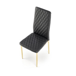 Scaun living/sufragerie Halmar K501, cadru metal, spatar matlasat, stil glamour, 40x50x98x46cm, piele, negru