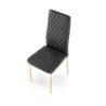 Scaun living/sufragerie Halmar K501, cadru metal, spatar matlasat, stil glamour, 40x50x98x46cm, piele, negru