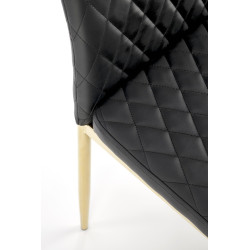 Scaun living/sufragerie Halmar K501, cadru metal, spatar matlasat, stil glamour, 40x50x98x46cm, piele, negru