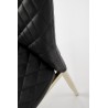 Scaun living/sufragerie Halmar K501, cadru metal, spatar matlasat, stil glamour, 40x50x98x46cm, piele, negru