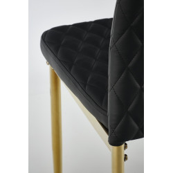 Scaun living/sufragerie Halmar K501, cadru metal, spatar matlasat, stil glamour, 40x50x98x46cm, piele, negru