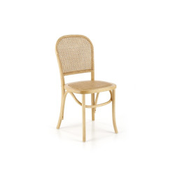 Scaun dining/bucatarie Halmar K502, cadru lemn,  stil vintage, 45x50x89x46cm, ratan/lemn, maro