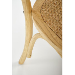 Scaun dining/bucatarie Halmar K502, cadru lemn,  stil vintage, 45x50x89x46cm, ratan/lemn, maro