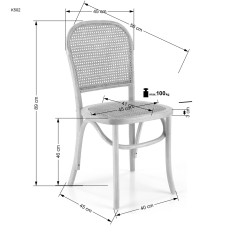 Scaun dining/bucatarie Halmar K502, cadru lemn,  stil vintage, 45x50x89x46cm, ratan/lemn, maro