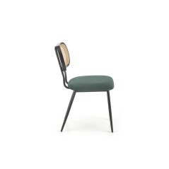 Scaun tapitat living/sufragerie Halmar K503, cadru metal, stil vintage, 53x60x84x49cm, catifea/ratan, verde/bej