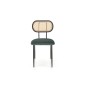 Scaun tapitat living/sufragerie, cadru otel, stil vintage, ratan si catifea, 53x60x84x49 cm, verde inchis