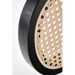 Scaun tapitat living/sufragerie Halmar K503, cadru metal, stil vintage, 53x60x84x49cm, catifea/ratan, gri/bej