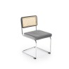Scaun tapitat dining/bucatarie Halmar K504, cadru metal, stil modern, 53x60x84x49cm, ratan/catifea, gri/maro