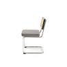 Scaun tapitat dining/bucatarie Halmar K504, cadru metal, stil modern, 53x60x84x49cm, ratan/catifea, gri/maro