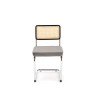 Scaun tapitat dining/bucatarie Halmar K504, cadru metal, stil modern, 53x60x84x49cm, ratan/catifea, gri/maro