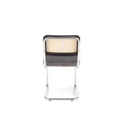 Scaun tapitat dining/bucatarie Halmar K504, cadru metal, stil modern, 53x60x84x49cm, ratan/catifea, gri/maro