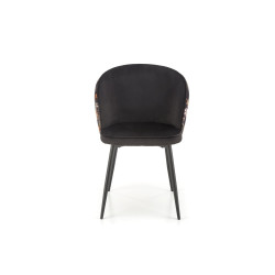 Scaun tapitat living/sufragerie Halmar K506, cadru metal, stil clasic, 55x60x82x50cm, catifea, negru/multicolor