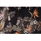 Scaun tip fotoliu tapitat, pentru living, catifea imprimeu tropical, negru/multicolor, inaltime 82 cm Scaun tip fotoliu tapitat, pentru living, catifea imprimeu tropical, negru/multicolor, inaltime 82 cm
