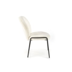 Scaun pentru living, stil minimalist, cadru metal, suporturi antiderapante, tapiterie textila crem, 55x71x87x45 cm
