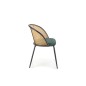 Scaun tapitat pentru dining, cadru otel, catifea verde, ratan sintetic, 54x57x78x48 cm Scaun tapitat pentru dining, cadru otel, catifea verde, ratan sintetic, 54x57x78x48 cm