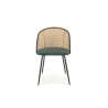 Scaun tapitat dining/bucatarie Halmar K508, cadru metal, stil clasic, 54x57x78x48cm, catifea/ratan, verde/maro