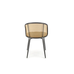 Scaun tapitat dining/bucatarie Halmar K508, cadru metal, stil clasic, 54x57x78x48cm, catifea/ratan, verde/maro