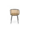 Scaun tapitat dining/bucatarie Halmar K508, cadru metal, stil clasic, 54x57x78x48cm, catifea/ratan, verde/maro