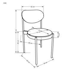 Scaun tapitat dining/bucatarie Halmar K509, cadru metal,  stil clasic, 42x48x80x46cm, catifea, gri