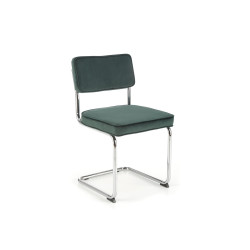 Scaun tapitat living/sufragerie Halmar K510, cadru metal,  stil vintage, 49x55x85x50cm, catifea, verde