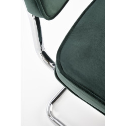 Scaun tapitat living/sufragerie Halmar K510, cadru metal,  stil vintage, 49x55x85x50cm, catifea, verde