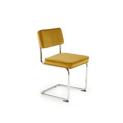 Scaun tapitat living/sufragerie Halmar K510, cadru metal, stil vintage, 49x55x85x50cm, catifea, galben