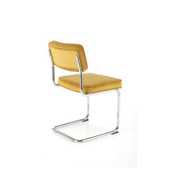 Scaun tapitat living/sufragerie Halmar K510, cadru metal,  stil vintage, 49x55x85x50cm, catifea, galben