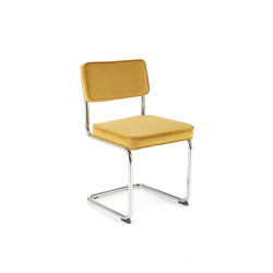 Scaun tapitat living/sufragerie Halmar K510, cadru metal,  stil vintage, 49x55x85x50cm, catifea, galben