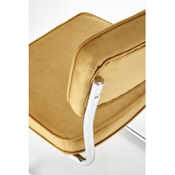 Scaun tapitat living/sufragerie Halmar K510, cadru metal,  stil vintage, 49x55x85x50cm, catifea, galben