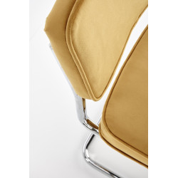 Scaun tapitat living/sufragerie Halmar K510, cadru metal,  stil vintage, 49x55x85x50cm, catifea, galben