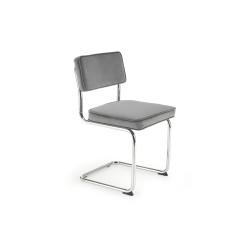 Scaun tapitat living/sufragerie Halmar K510, cadru metal, stil vintage, 49x55x85x50cm, catifea, gri