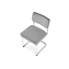 Scaun tapitat living/sufragerie Halmar K510, cadru metal,  stil vintage, 49x55x85x50cm, catifea, gri