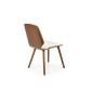 Scaun modern de living, lemn si tesatura bouclé, cadru metalic, suporturi antiderapante, 48x59x84x47 cm