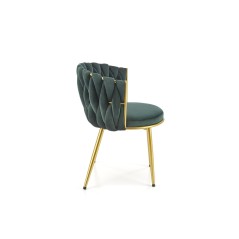 Scaun tapitat living/sufragerie Halmar K517, cadru metal,  stil glamour, 57x60x79x49 cm, catifea, verde