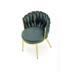 Scaun tapitat living/sufragerie Halmar K517, cadru metal,  stil glamour, 57x60x79x49 cm, catifea, verde