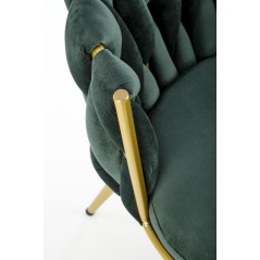 Scaun tapitat living/sufragerie Halmar K517, cadru metal,  stil glamour, 57x60x79x49 cm, catifea, verde