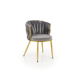 Scaun tapitat living/sufragerie Halmar K517, cadru metal,  stil glamour, 57x60x79x49 cm, catifea, gri