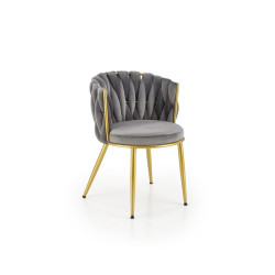 Scaun tapitat living/sufragerie Halmar K517, cadru metal,  stil glamour, 57x60x79x49 cm, catifea, gri