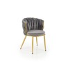 Scaun tapitat living/sufragerie Halmar K517, cadru metal, stil glamour, 57x60x79x49 cm, catifea, gri