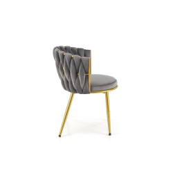 Scaun tapitat living/sufragerie Halmar K517, cadru metal,  stil glamour, 57x60x79x49 cm, catifea, gri