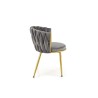 Scaun tapitat living/sufragerie Halmar K517, cadru metal, stil glamour, 57x60x79x49 cm, catifea, gri