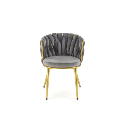 Scaun tapitat living/sufragerie Halmar K517, cadru metal,  stil glamour, 57x60x79x49 cm, catifea, gri