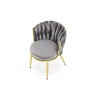 Scaun tapitat living/sufragerie Halmar K517, cadru metal, stil glamour, 57x60x79x49 cm, catifea, gri