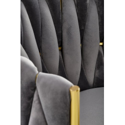 Scaun tapitat living/sufragerie Halmar K517, cadru metal,  stil glamour, 57x60x79x49 cm, catifea, gri